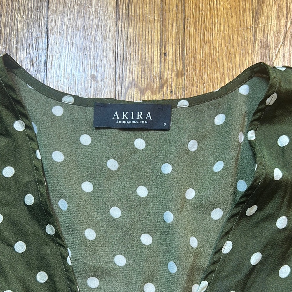 Akira Green Polka Dot Women's Top size Small Party Summer Fun Sexy Feminine - Picture 2 of 7